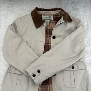 L.L. Bean Women's Beige Utility Jacket with Brown Collar
